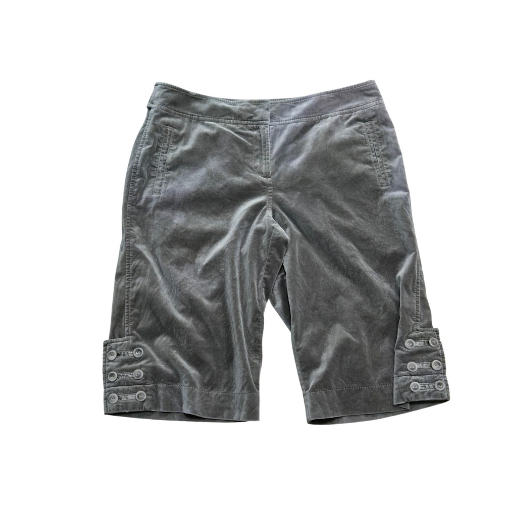 LOFT Brown Gray Velvet Bermuda Shorts with Button Hem Details Size 12P